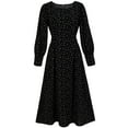 thumbnail image 6 of Wancir Women's Elegant Floral Long Sleeve Round Neck Smocked A-Line Flowy Tiered Maxi Dress, 6 of 6