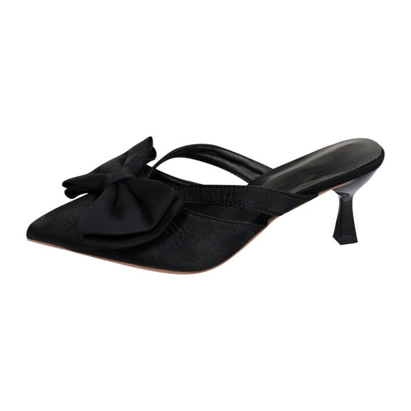 Bow Heels for Women Pointed Toe Kitten Heel Stiletto Mules Bowknot Slip On Party Sandals Ladies Fashion Casual Spring Bow Pointed Toe High Heels