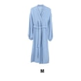 thumbnail image 4 of Qarigey Ropa de dormir de estilo informal con abertura frontal de primavera para mujer, de dormir de manga larga Simple para niñas, ropa Vestidos Azul METRO, 4 of 6