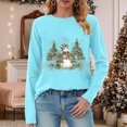 thumbnail image 2 of larppty Womens Casual Christmas Shirts Snowman Tree Printed Holiday Long Sleeve Xmas Graphic Party Tees (Sky Blue, 3XL), 2 of 8