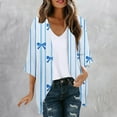 thumbnail image 2 of FAVIPT Women Kimono Cardigans for Summer Elegant Floral Printed Shirts 3/4 Sleeve Cover Up Flowy Tops Lightweight Beach Sun Chiffon Blouses Light Blue,XXL, 2 of 5
