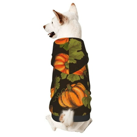 Haiem Orange Pumpkin for Winter Dog Hoodie Sweatshirts with Pockets Warm Dog Clothes for Small Dogs Chihuahua-Large