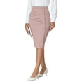 thumbnail image 4 of INSPIRE CHIC Women's Wear to Work Pencil Skirt Elastic High Waist Ruched Bodycon Midi Skirts XL Pink, 4 of 5