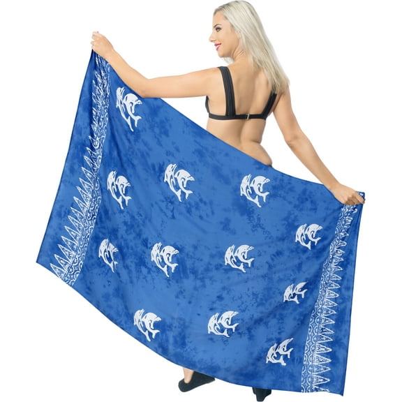 HAPPY BAY Women's Beachwear Summer Beach Wrap Bikini Wraps Sarong Coverups Swimwear Swim Cover up Skirt Swimsuit Pareo for Women One Size Royal, Dolphin