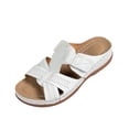 thumbnail image 2 of BADHUB Women's Low Wedge Heels Summer Comfortable Dressy Sandals Buckle Ankle Strap Open Toe Wedge Slides White 38, 2 of 6