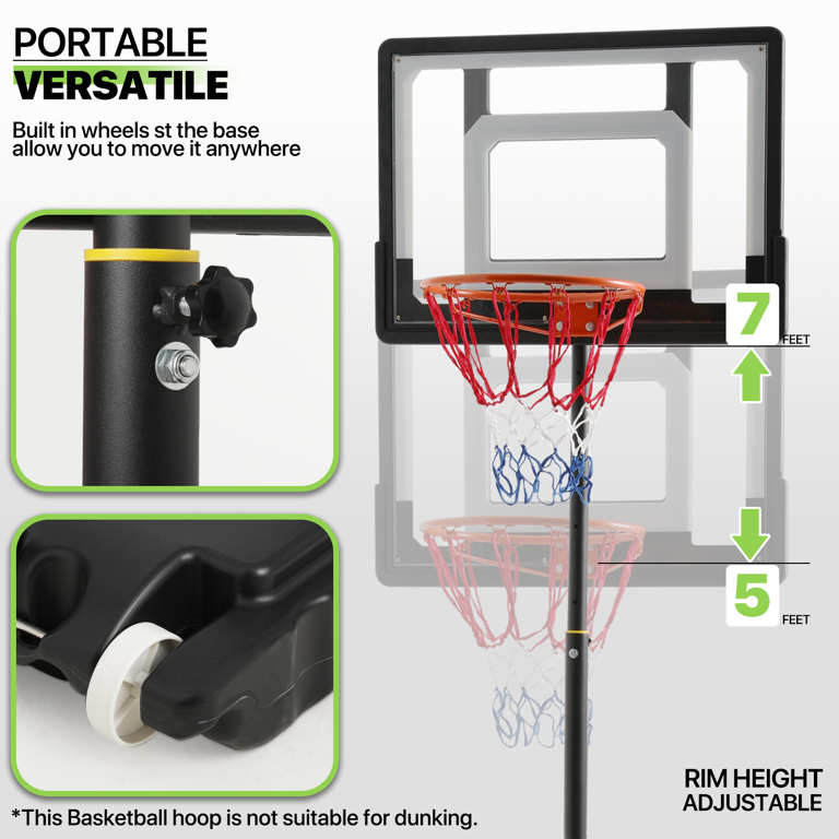 Soozier Wall Mounted Basketball Hoop with Shatter Proof Backboard, Black