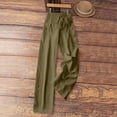 thumbnail image 6 of Lumtrix Flowy Linen Pants for Women Wide Leg Low Rise Trousers with Elastic Waist Casual Pants with Pockets for Beach Travel Army Green XL, 6 of 7