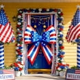 thumbnail image 4 of Patriotic American Flag Door Curtain Backdrop for 4th of July, Nylon Spandex Fabric Hanging Banner with Grommets and Rope, Independence Day Decorations for Front Door Wall Porch Photo Booth Party, 4 of 6