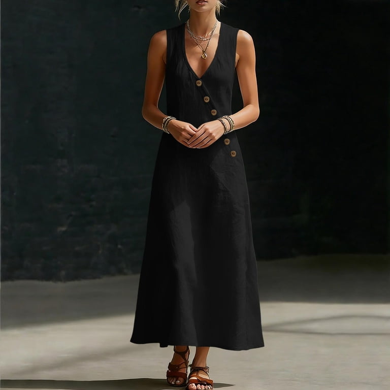 walmart black dress plus size Time and Tru Women's and Womens Plus Cotton Swing Dress with Short Sleeves, Sizes Xs-4x, Size: Small, Black