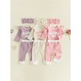 thumbnail image 3 of RUINIXCW Daddy's Girl Outfit Newborn Baby Girl Hospital Coming Home Outfit Infant Baby Girls Spring Fall Winter Clothes Ribbed Long Sleeve Romper and Pants Headband Set, 3 of 9