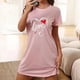 thumbnail image 1 of Camisón corto de talla grande para mujer, camisón de manga corta con estampado de pecho a la moda, camisón para mujer, 1 of 5