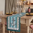 thumbnail image 2 of Table Runners 72 Inches Long Dress Scarves, Blue Beige Anchor Farmhouse Kitchen/Dining Table Runner, Coffee Tablerunners, Nautical Summer Beach Coastal Ocean 18x72 Inch, 2 of 9