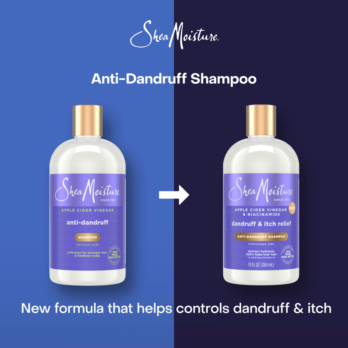 (2 pack) SheaMoisture Anti-Dandruff Shampoo Apple Cider Vinegar & Salicylic Acid, 13 fl oz