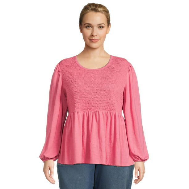 Terra & Sky Women's Plus Size Smocked Knit Top - Walmart.com