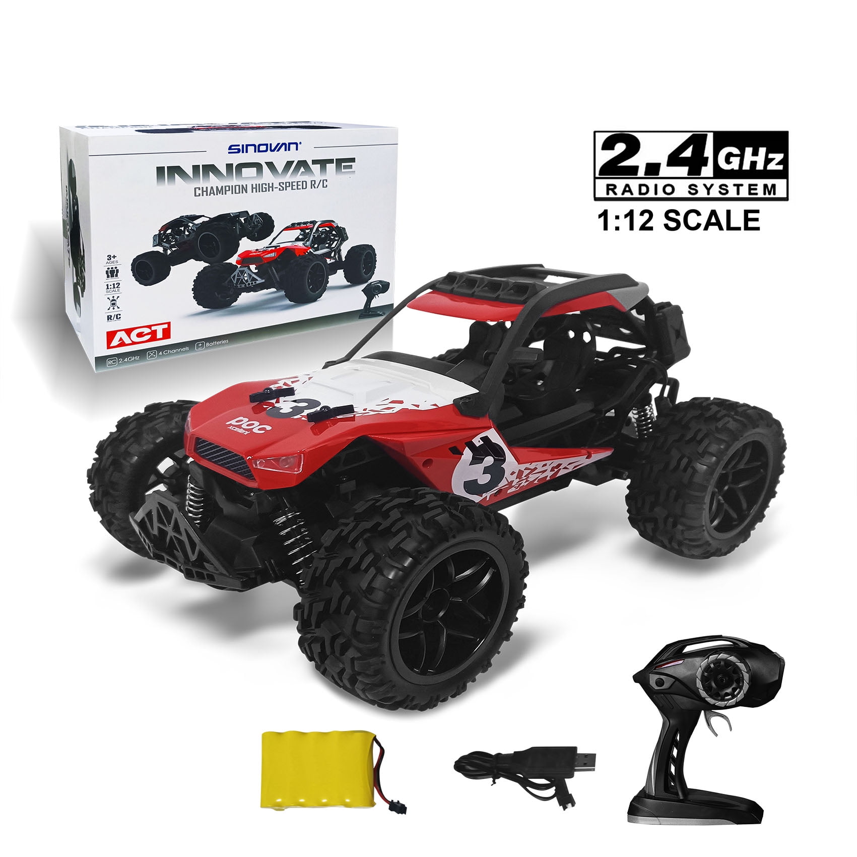 RC Racing Car, 2.4Ghz High Speed Remote Control Car, 112 2WD Toy Cars Buggy for Boys & Girls