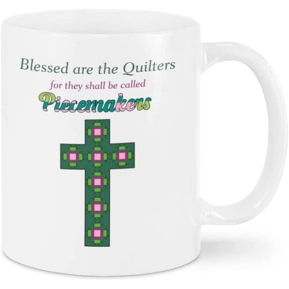 Gifts Ideas For Sewers Novelty Coffee Mug For Women Girl From Children Kids Blessed Are The Quilters White Ceramic Cup 11 15oz Tea Cup Gifts For Men Women On Birthday Christmas