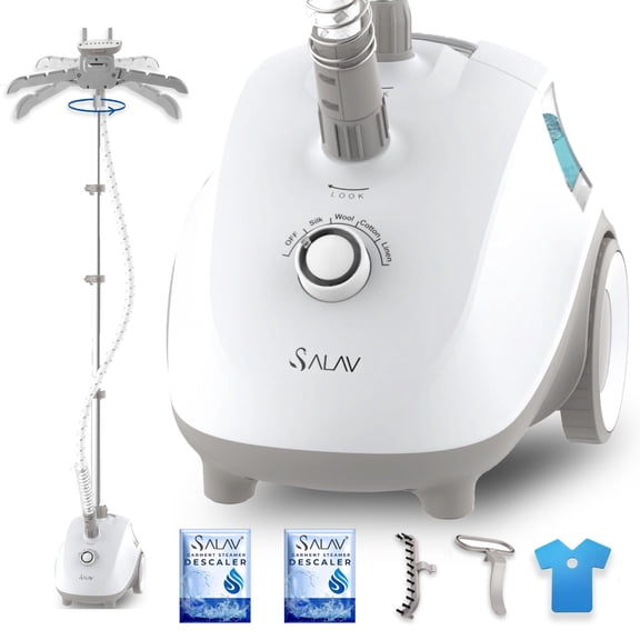 Salav 1500 Watts Adjustable Home Commercial Fabric Iron Garment Steamer, White