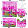 thumbnail image 3 of Purple Rose Butterflies Bathroom Shower Curtains Accessories Set, Delicate Flower Shower Curtain Sets with Non-Slip Rugs,Toilet Lid Cover, Bath Mat and Hooks, Durable Bathroom Shower Curtain Sets, 3 of 6