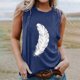 thumbnail image 2 of Camiseta sin mangas con estampado de plumas para mujer, blusa sin mangas gráfica divertida para playa de verano para niñas adultas Pompotops  lopia991140, 2 of 6