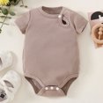 thumbnail image 2 of ShomPort Newborn Girls Boys Knit Romper Tops Solid Color Short Sleeve Jumpsuit Infant Spring Summer Bodysuit Outfit, 2 of 4