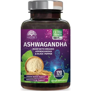 Organic Ashwagandha 1950mg w/ Black Pepper for High Absorption & Stress Support(120)