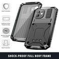 thumbnail image 3 of ELEHOLD for iPhone 16 Case,Outdoor Sports Military Heavy Duty Full Body Cover with Built in Tempered Glass Screen Protector Hidden Kickstand Shockproof Dustproof Case for iPhone 16,Black, 3 of 9