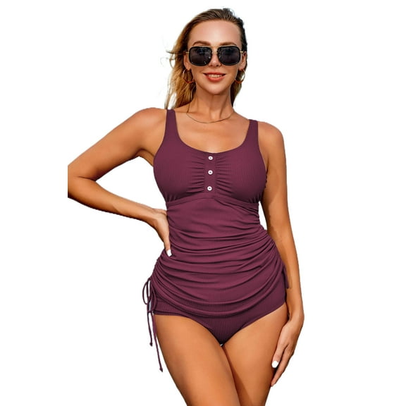 Beautyin Women Tankini 2 Pieces Conservative Swimwear Swim Sets Adjustable Length Bathing Suit Tummy Control Swimsuits
