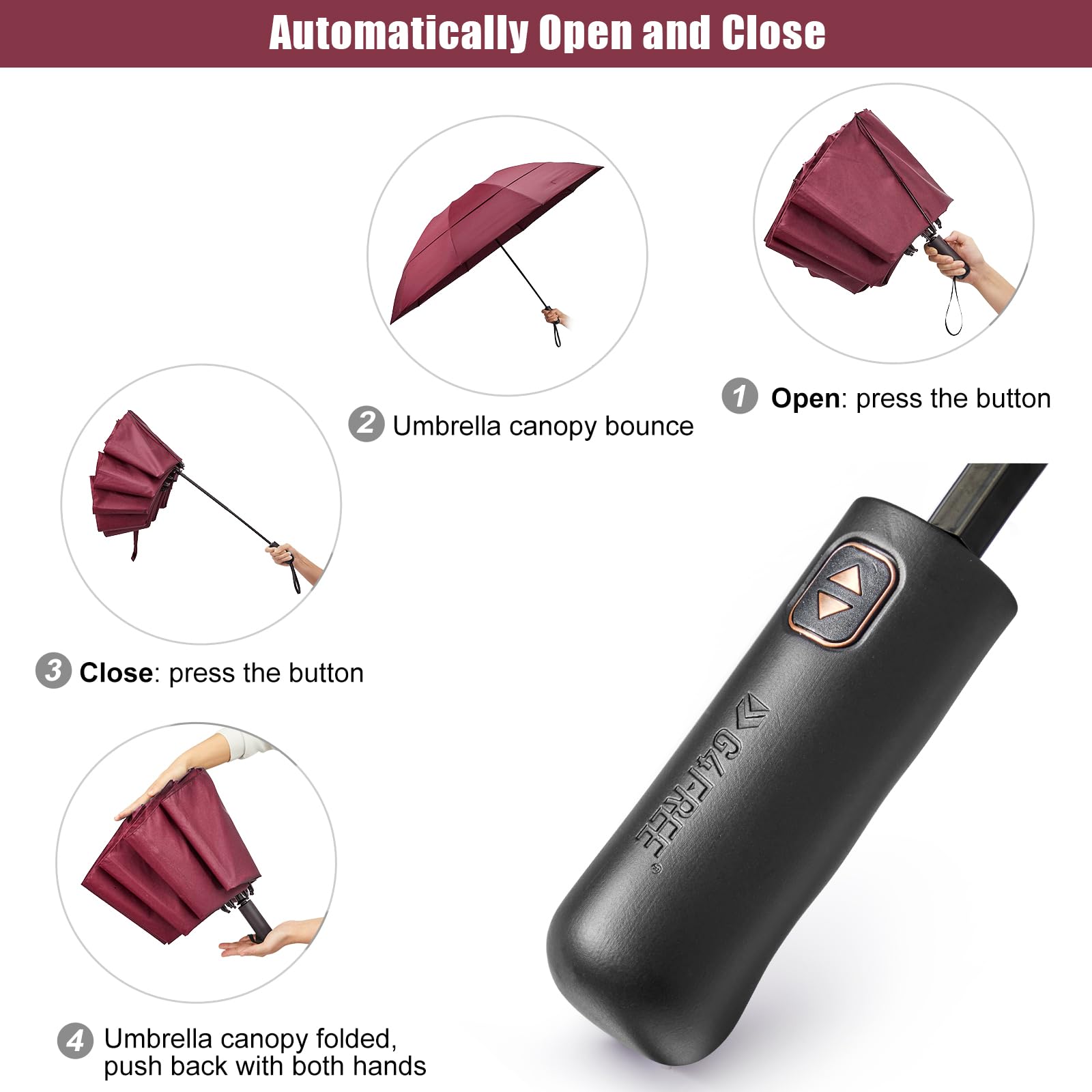 G4Free 42/46/54/62 Inch Large Golf Umbrella Compact Reverse Travel Umbrella 10 Ribs Windproof for Rain Double Canopy Automatic Open Close