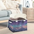thumbnail image 5 of Foldable Fabric Storage Bin With Handle Collapsible Basket Box Storage With Lid Organizer The Northern Lights, 5 of 7