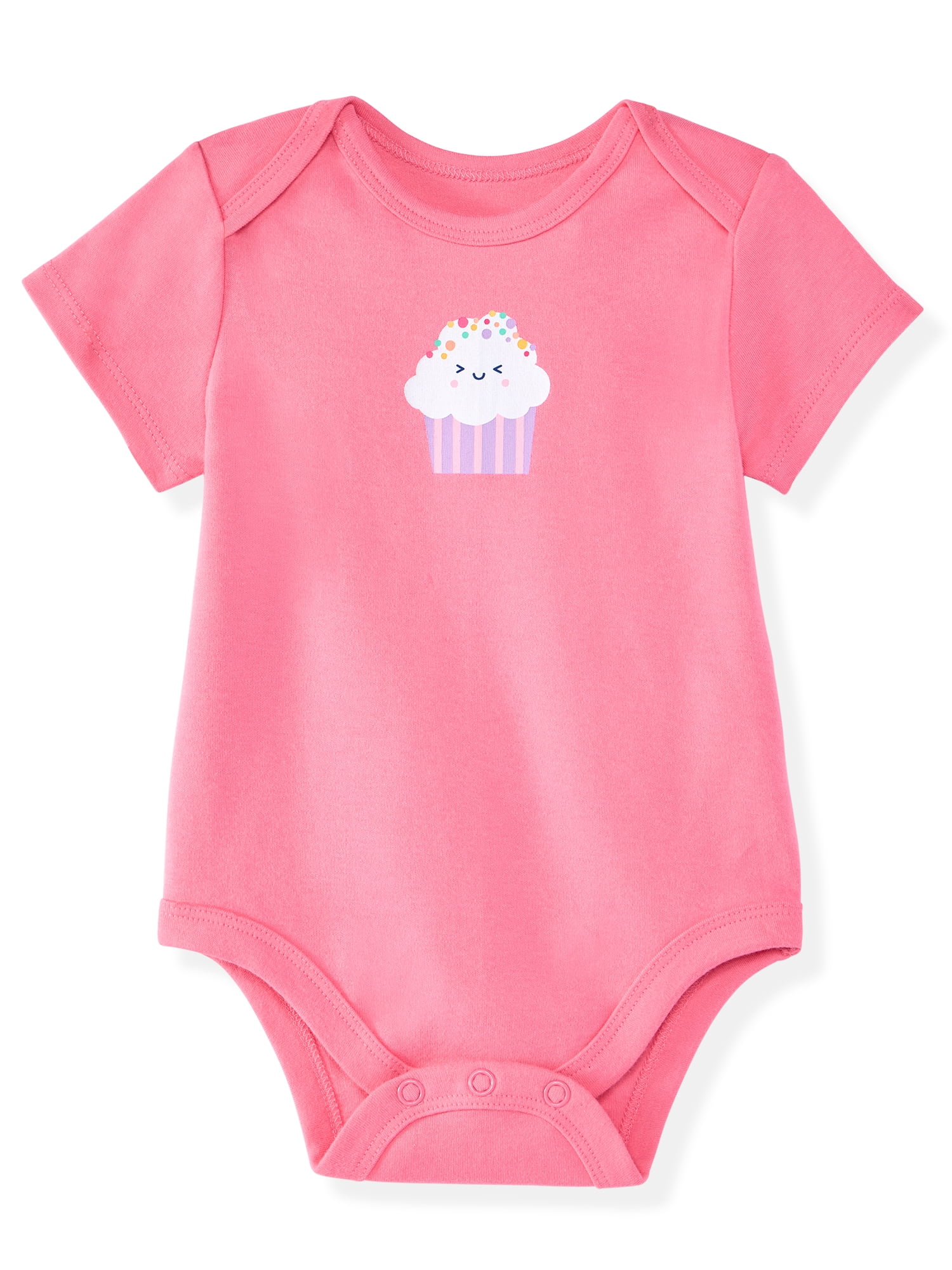 Garanimals Newborn & Baby Girl Cotton Lap-Shoulder Short-Sleeve Bodysuits, 4-Pack, Sizes 0–24M