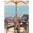 thumbnail image 3 of Outdoor Tablecloths with Umbrella Hole & Zipper, Colorful Ethnic 54x54 Inch Square Tablecloths, Modern Abstract National Geometric Purple Waterproof Table Cloth, Patio/Pool/Picnic Table Covers, 3 of 8