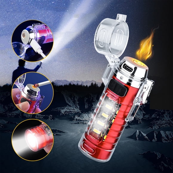 Rvkxad USB Rechargeable Flashlight Lighter 2-in-1, Waterproof LED Light for Outdoor Emergency, Rechargeable Flashlight Tool