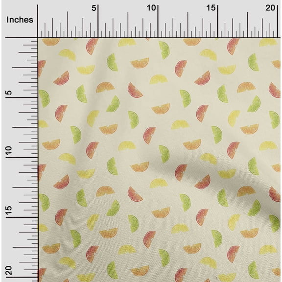oneOone Cotton Flex Fabric Lemon Slice Vegetable Print Sewing Fabric BTY 40 Inch Wide