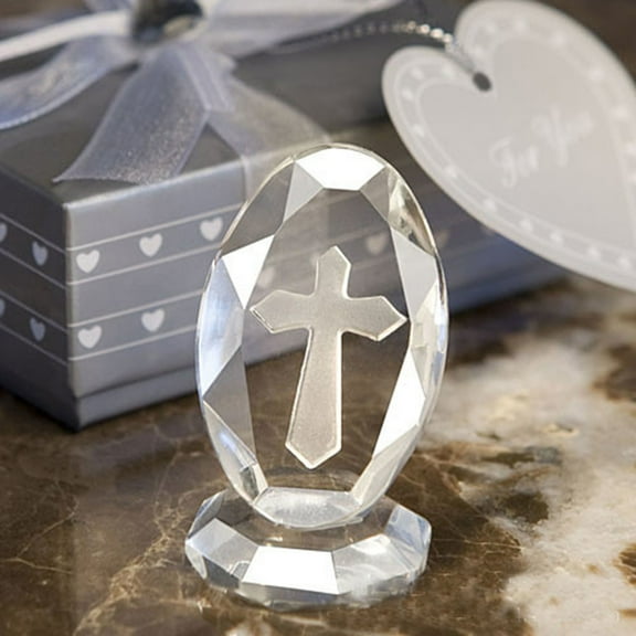 Summercome Crystal Standing Cross Decor, Handmade Glass Holy Cross Collectible Figurines for Home Decoration, Easter Decoration for Pary, Religious for Women Men