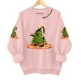 thumbnail image 6 of TTUHYWXI Christmas Sweatshirts for Women Christmas Cat Sweater Xmas Long Sleeve Shirts Holiday Crewneck Pullover Tops (Pink, L), 6 of 7