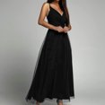 thumbnail image 5 of Puntoco Vestidos Mujer Verano Moda Mujer Sexy Cuello En V Color Sólido Malla Patchwork Sin Mangas Sling Vestido, 5 of 5