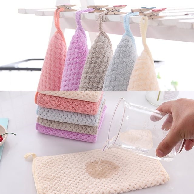 Becaristey 5pcs/set Elegant Appearance Fleece Kitchen Hand Towel For Stylish And Practical Soft
