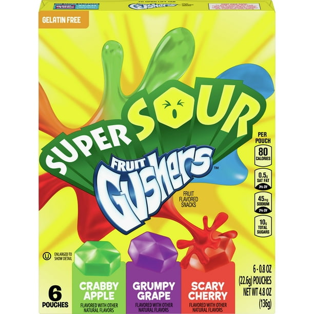 Gushers, Super Sour Fruit Snacks, 6 Pouches - Walmart.com - Walmart.com