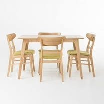 GDF Studio Dimick Mid Century Modern Fabric Upholstered Wood 5 Piece Dining Set, Green Tea and Oak