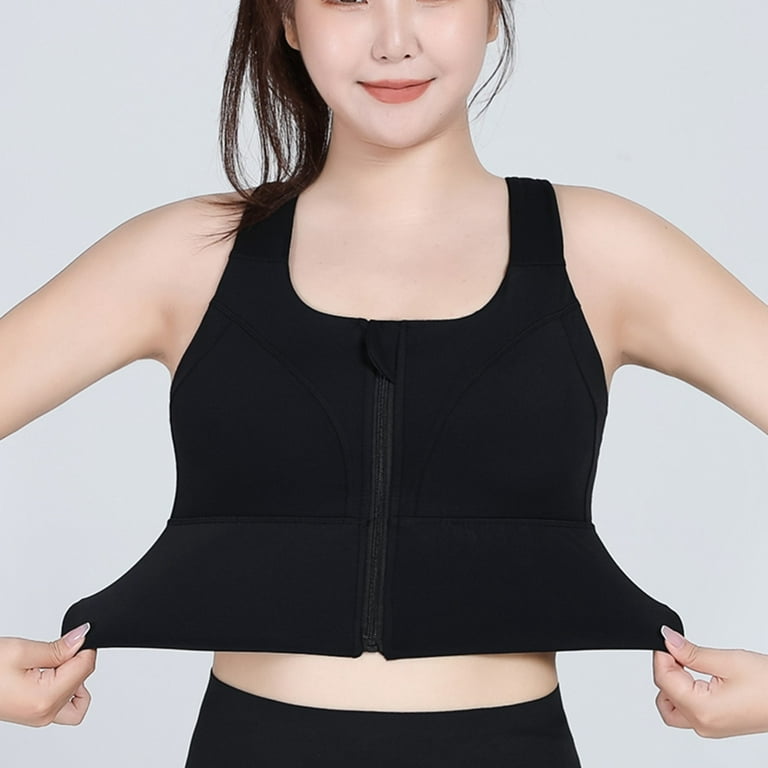 YWDJ Womens Sports Bras Plus Size Front Closure Zip Snap Zip Up Yoga Bras  High Impact Sports Front Close for Full Figured Women Cross Large Size High