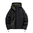 thumbnail image 1 of Men's Waterproof Work Jacket, Hooded Raincoat with Multiple Pockets for Outdoor and Casual Wear, Breathable Nylon Shell, 1 of 9