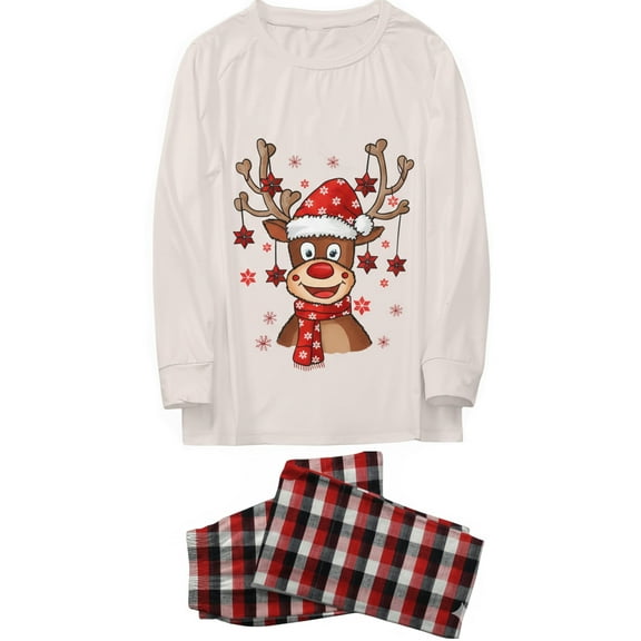 Christmas Pajamas Matching Sets For Family 2025 Cute Reindeer Graphic Long Sleeve Xmas Pjs Set Family Soft Loungewear, Small