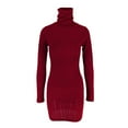 thumbnail image 6 of Women's Pullover Sweater Dress Long Lantern Sleeve Turtle Neck Cute Ribbed Knit Bodycon Mini Short Dress 2025 Fall, 6 of 7