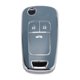 thumbnail image 1 of Funda de llave de coche TPU con borde en tono azul y plateado para Opel para Vauxhall para Astra HJK 2010-2019 - Funda de control remoto de 3 botones, 1 of 6