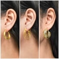 thumbnail image 2 of JeenMata Conjunto de Tres Elegantes Pendientes de Aro en Paquete Múltiple, Bañados en Oro Amarillo, 2 of 5