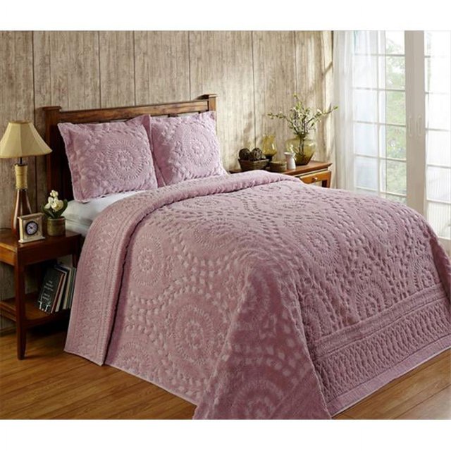 Better Trends Rio Collection Pink Cotton Chenille Queen Bedspread 102 in Length