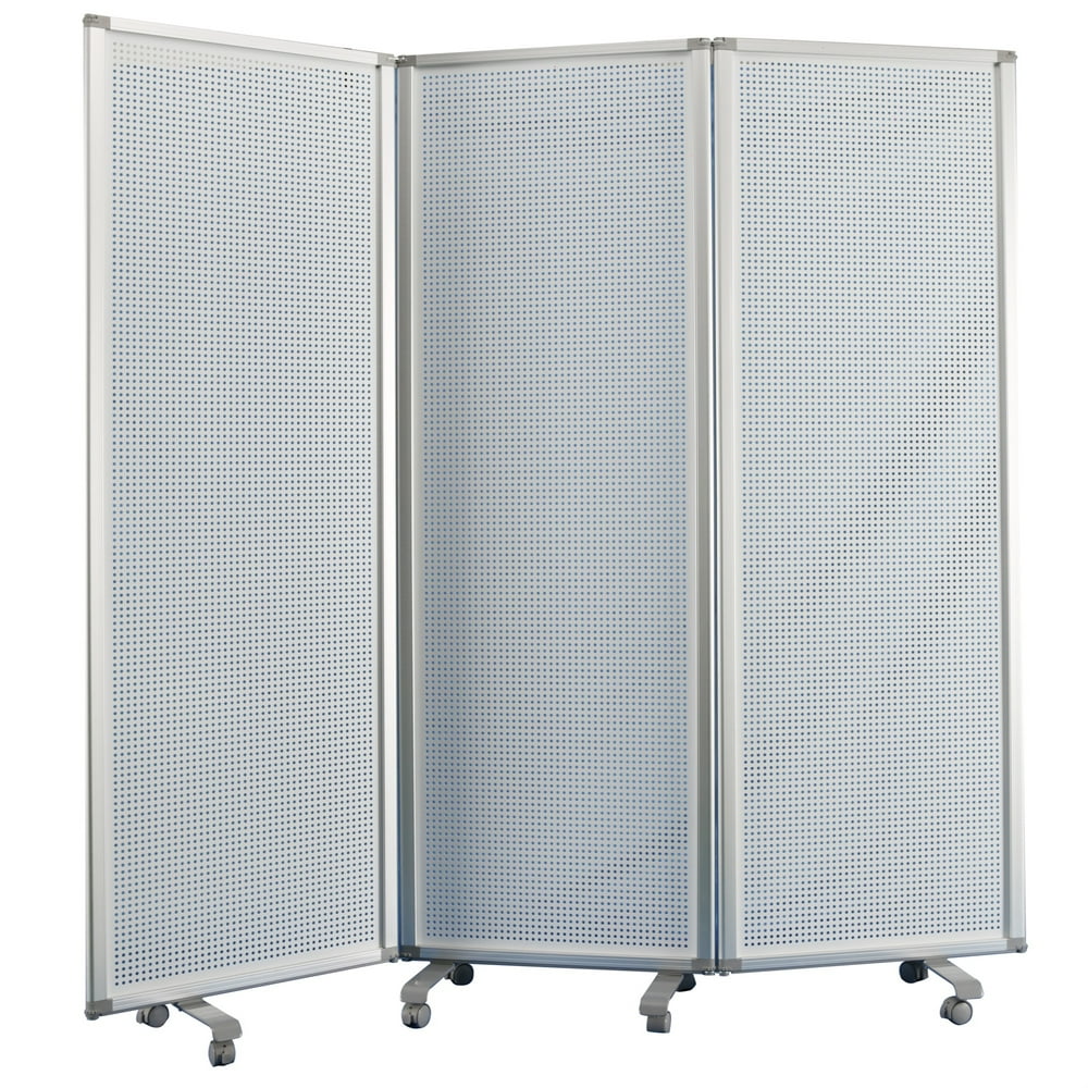 Accordion Style Metal 3 Panel Room Divider with Perforated Details