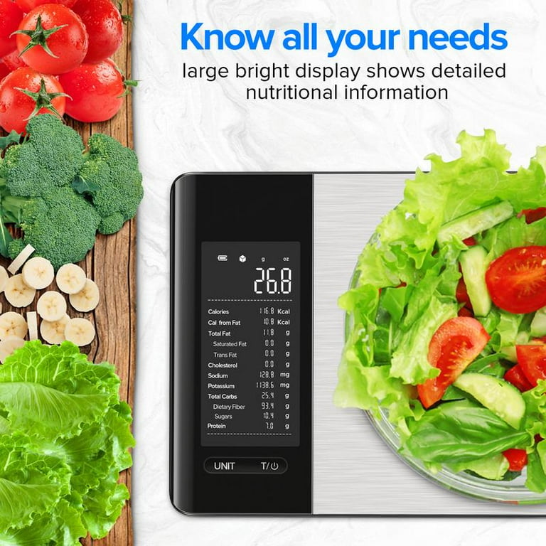 MrOwner Smart Food Kitchen Nutrition Scale with Nutritional Calculator, Free App with 19 Nutrients Tracking, Calorie, Marco, Digital Weight Grams and Ounces, Premium Stainless Steel, 22lb