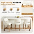 thumbnail image 4 of ClinQ Modern Counter Height Bar Stool Set of 4, Upholstered Seat with Back and Walnut Curved Footrest for Kitchen Island, Beige, 4 of 9