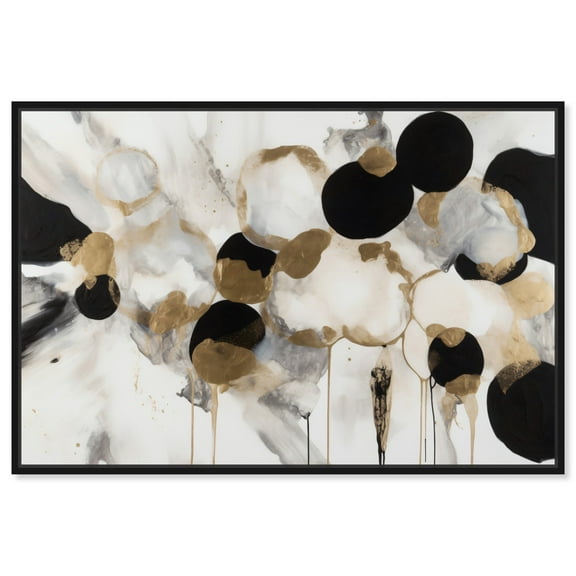 Glam Snowballs Canvas Modern Black White Abstract Wall Art by Art Remedy, Black Frame, 15" x 10"